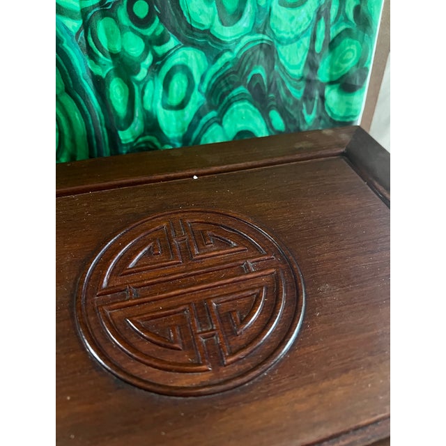 1970s Vintage Asian Style Wooden Green Velvet Lined Jewelry Box With Latch For Sale - Image 5 of 6