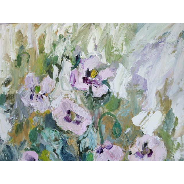 Contemporary Floral Oil Painting Titled "From the Garden" by Nordic Artist Bente Bjerregaard For Sale - Image 3 of 17