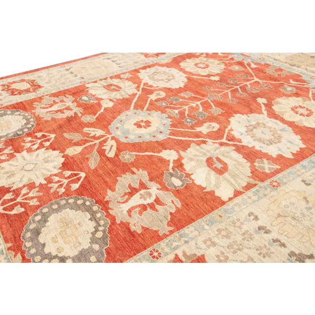2010s 21st Century Sultanabad Contemporary Wool Rug 12 X 15 For Sale - Image 5 of 13
