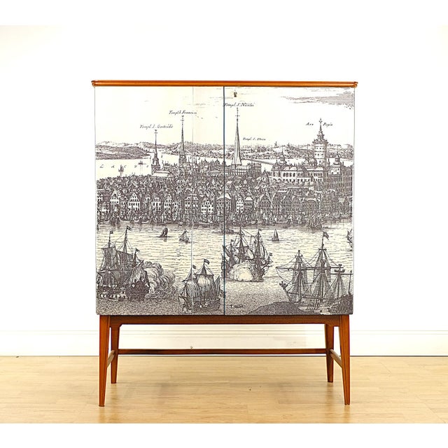 Vintage Cabinet with Illustrations, 1940s For Sale - Image 10 of 10