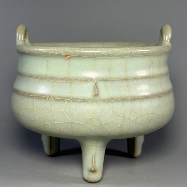 15th Century & Earlier Antique Chinese Longquan Celadon Tripod Censer For Sale - Image 5 of 8