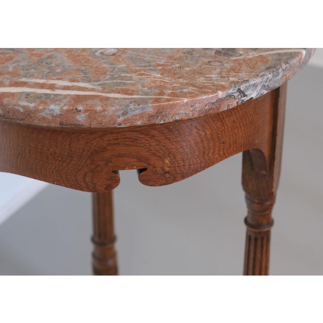 Wood Late 19th Century Oak Occasional Side Tables with Marble Tops from Gillows, 1893, Set of 2 For Sale - Image 7 of 16