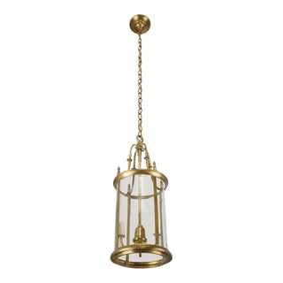 Mid 20th Century Restored French Neoclassical Brass Lantern Pendant Light For Sale