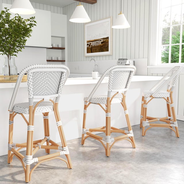 Function, form and fun all come together on this beautiful PU Rattan weave counter chair. The simplistic design of this...