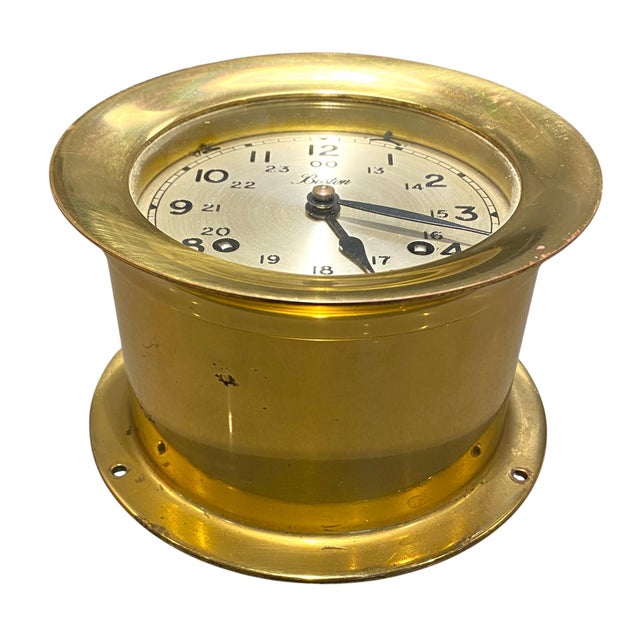 Nautical Chelsea Boston Ship's Bell Mechanical Porthole Clock For Sale - Image 3 of 11