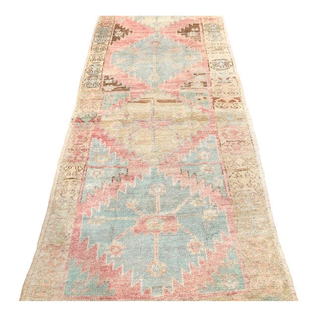 Antique Avanos Runner With Pastel Motifs | 4x10 For Sale