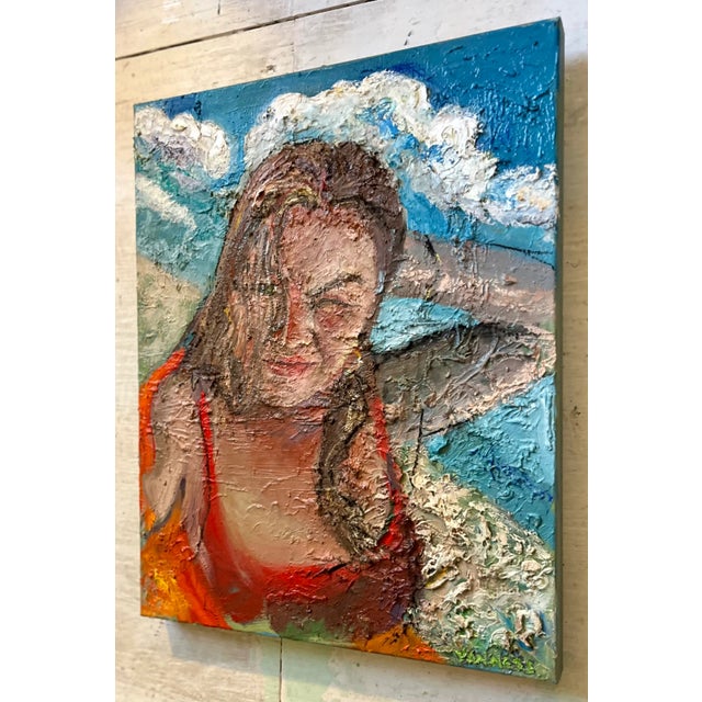 2020s “Beach Day”, Figurative Oil Painting, Portrait of a Girl, Coastal Art For Sale - Image 5 of 8