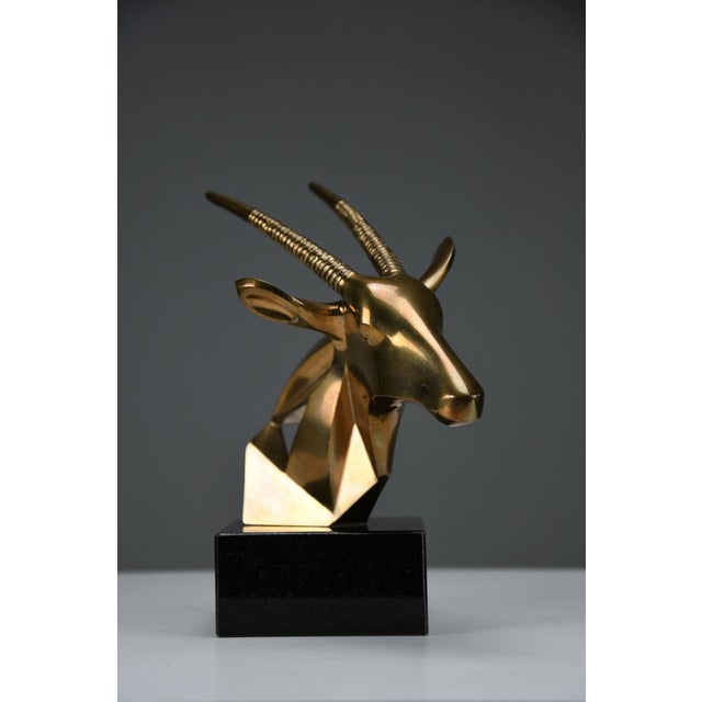 Oryx Bronze Sculpture in Brass & Marble by Tchavdar Iliev, 1990s For Sale - Image 6 of 17