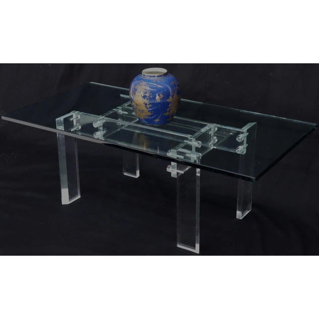 Rectangular Glass top Lucite Base Coffee Table Chairish