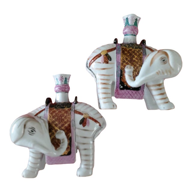 Early 20th Century Mottahedeh Winterthur Elephant Candle Holders - A Pair For Sale