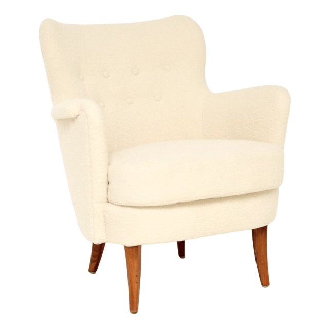 Vintage Swedish Lounge Chair attributed to Carl Malmsten for O.H. Sjögren, 1950s For Sale