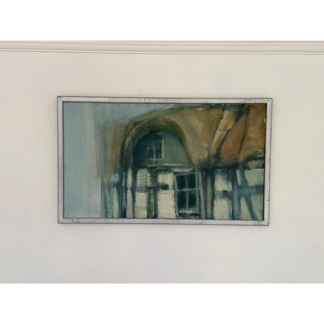 Original vintage mid century swedish oil on canvas – “thatched roof house” by sven a – 48 × 80 cm (18.9" × 31.5") a...