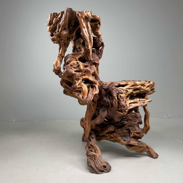 Rustic Large Japanese Burl Root Wood Plant Stand, 1920s For Sale - Image 3 of 18