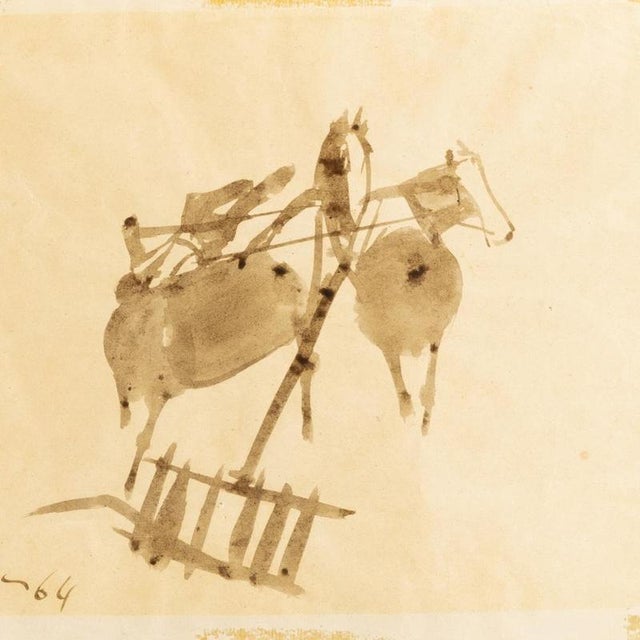 Espiga Pinto, Animalistic Composition, 1960s, Watercolor For Sale - Image 6 of 6