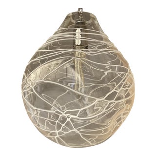 Contemporary Transparent With Wite Wire Pendant in Murano Glass For Sale