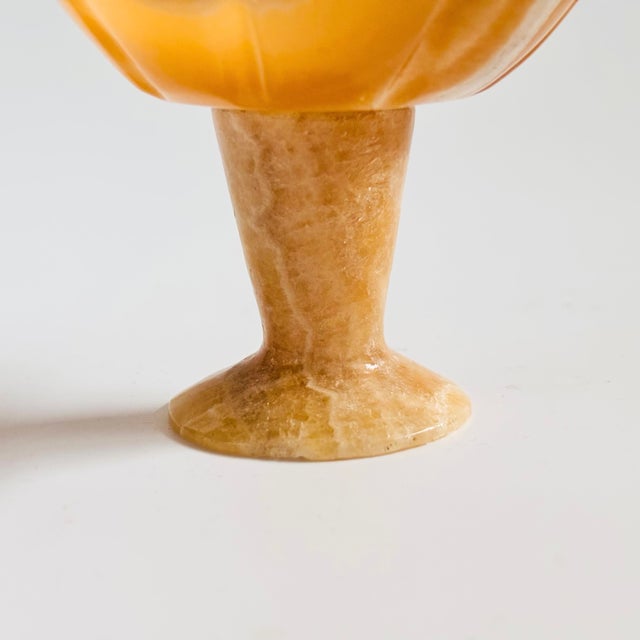 Late 20th Century Small Vintage Alabaster Bowl on Pedestal Base For Sale - Image 5 of 7