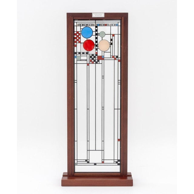 Wood After Frank Lloyd Wright Standing Modern Art Glass Panel For Sale - Image 7 of 9