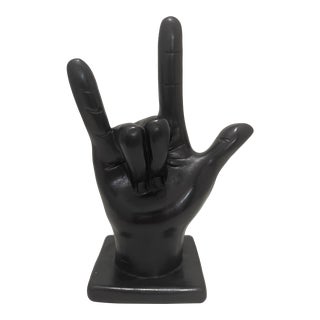 Pop Art I Love You-Hand Symbol Chocolate-Black Tabletop Figurine For Sale