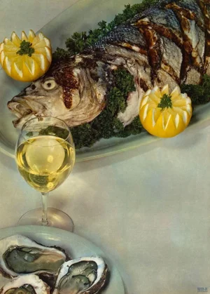 1960s French Fish and Oyster Advertising Poster