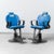 Set of Blue Eco-Leather Barber Chairs, 1980s For Sale - Image 13 of 13