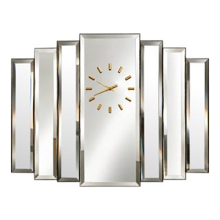 Oversized Bassett Mirror Co. 2013 Mirrored Panels Geometric Wall Clock For Sale