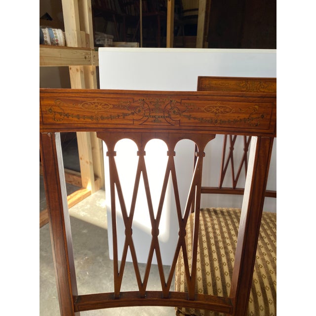 A Set of Four Antique Edwardian Inlaid Side Chairs For Sale In Philadelphia - Image 6 of 13