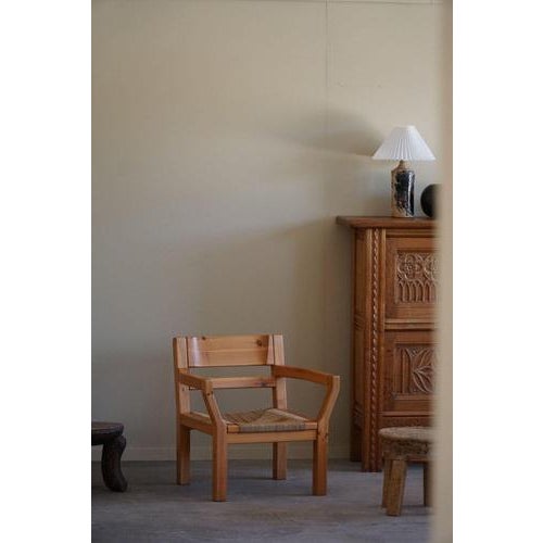 Set of Brutalist Modern Danish Chairs in Pine & Cord from Tage Poulsen, 1972 For Sale - Image 11 of 18