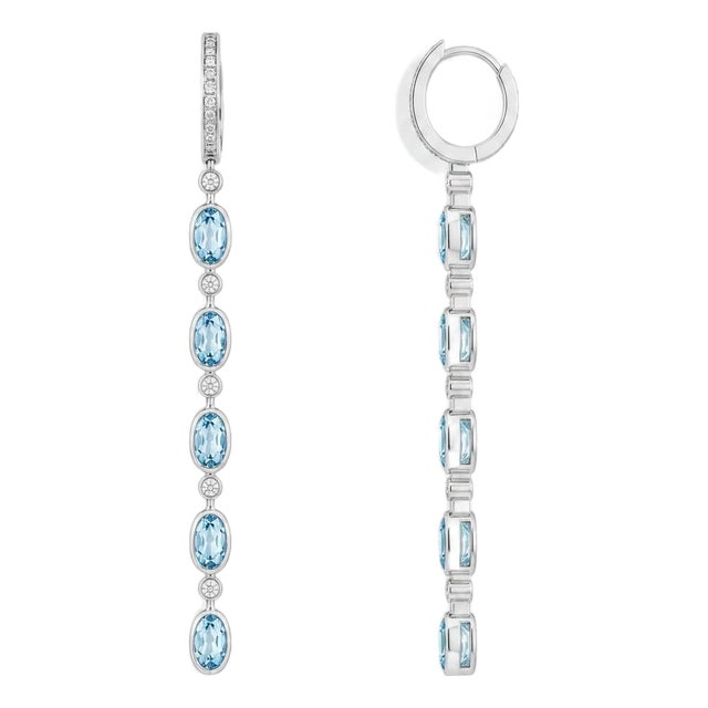 Topaz Huggie Drop Earrings, Silver, Gold, Pair For Sale