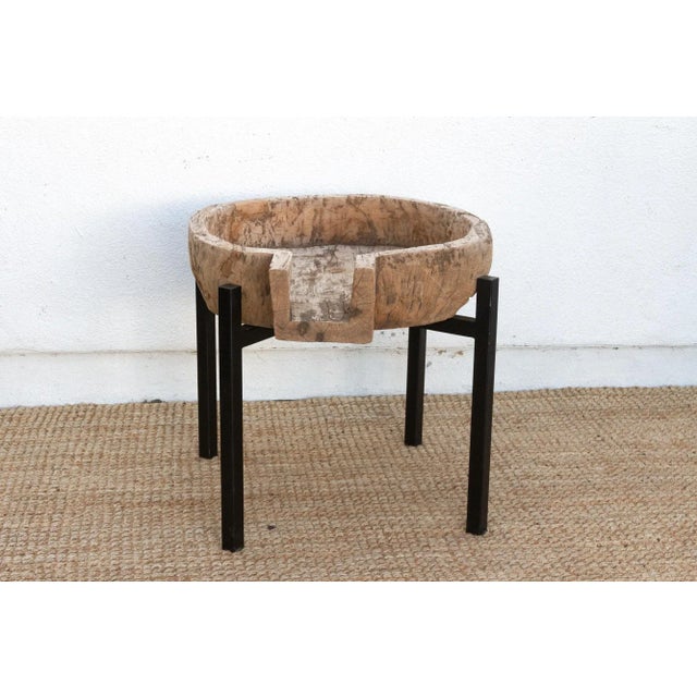 Wood French Farmhouse Dough Bowl End Table For Sale - Image 7 of 9