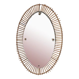 Vintage Mirror in Glass & Bamboo, 1960s For Sale