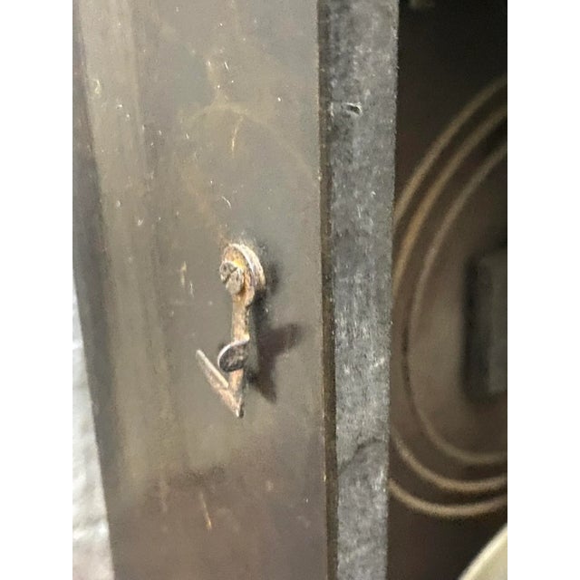 Vintage Traditional Mahogany Wall Clock With Handcarved Details For Sale - Image 4 of 12