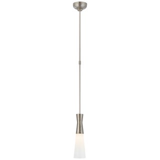 Kelly Wearstler for Visual Comfort Signature Utopia Small Pendant in Polished Nickel with White Glass For Sale