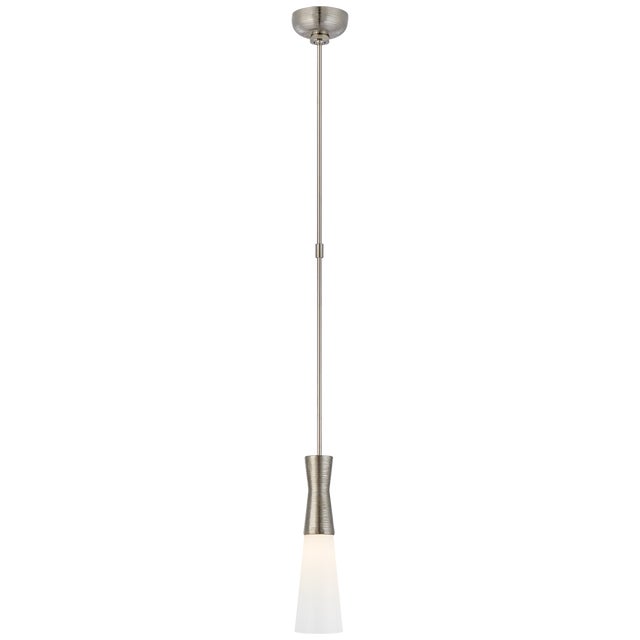 Kelly Wearstler for Visual Comfort Signature Utopia Small Pendant in Polished Nickel with White Glass For Sale