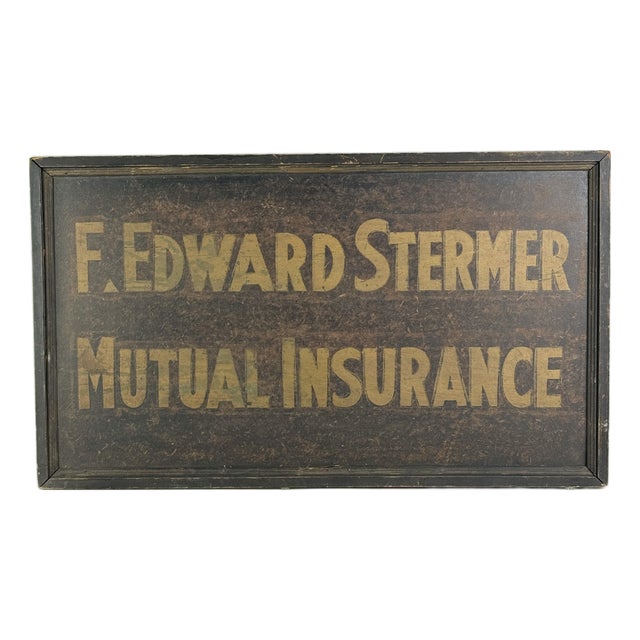 Antique Hand-Painted Double Sided Wood Insurance Trade Sign For Sale