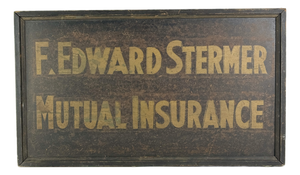 Antique Hand-Painted Double Sided Wood Insurance Trade Sign