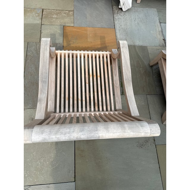 4 Teak Club Chairs With Seat and Back Cushions in Quadrille China Seas Bali Hai in Green For Sale - Image 14 of 14