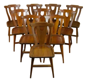 Sports Cabin Chairs in Pine, Sweden 1930s, Set of 10