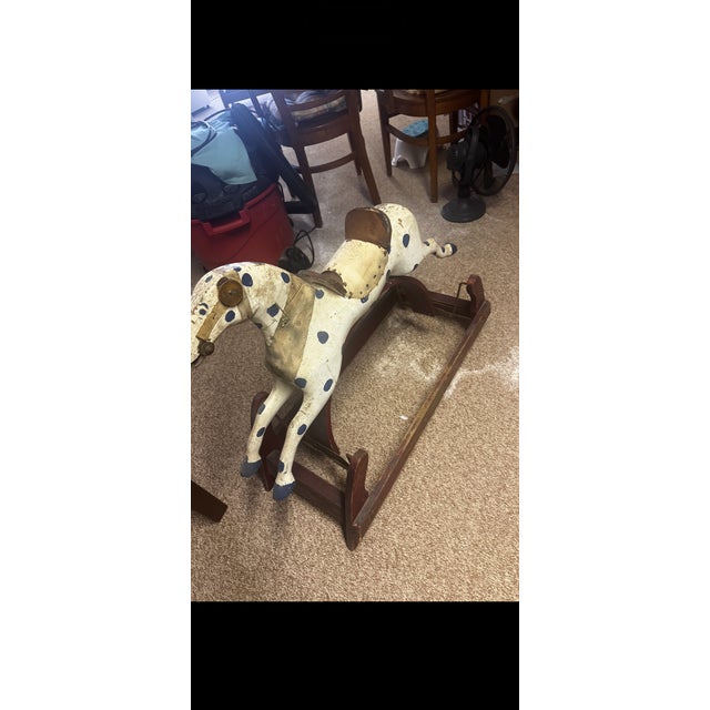 Makers of Simple Furniture Early 20th Century Wooden Rocking Horse With Original Paint & “Wonder” Maker’s Label For Sale - Image 4 of 7