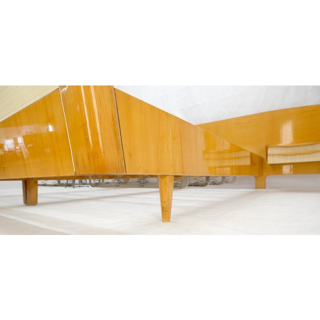 Swedish Mid Century Blond Birch King Headboard Bed Night Stands Box Spring NICE! For Sale - Image 6 of 18