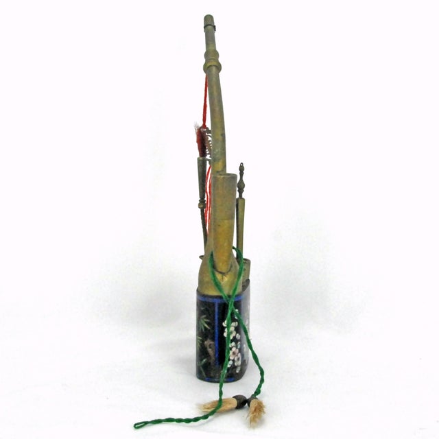 Chinese Cloisonne Pipe With Script and Fittings Late 19th Century For Sale In Phoenix - Image 6 of 17