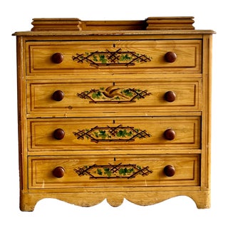 1920s Chest of Drawers With Painted Swallows For Sale