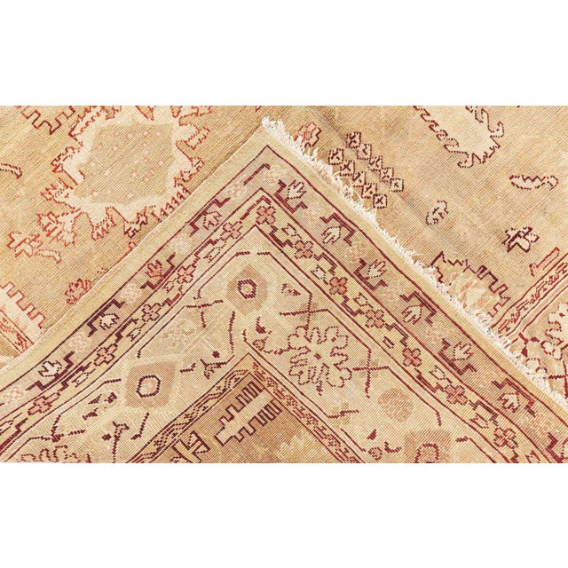 Indian Early 20th Century Indian Amritsar Camel and Beige Handmade Wool Rug For Sale - Image 3 of 5
