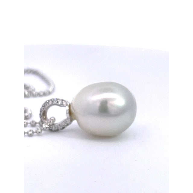 2000 - 2009 South Sea Pearl & Diamond Pendant Necklace in 18k White Gold, Gia For Sale - Image 5 of 6