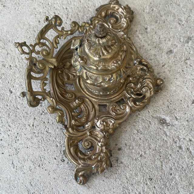 Vintage Heavy Cast Brass Inkewll For Sale In Miami - Image 6 of 7