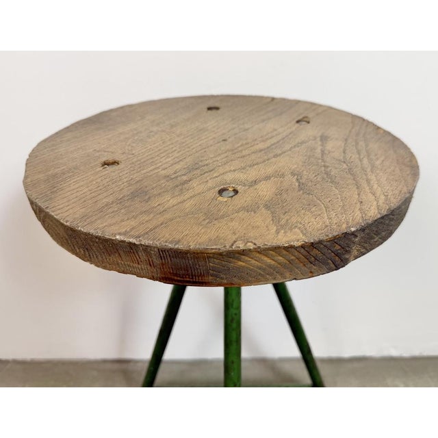 Wood Industrial Green Workshop Stool, 1960s For Sale - Image 7 of 18