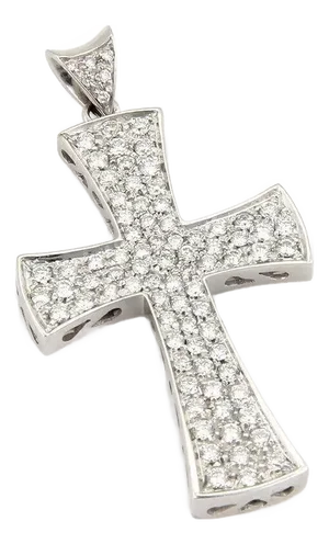 Large 2.00ct Pave Diamond 18k White Gold Cross Pendant