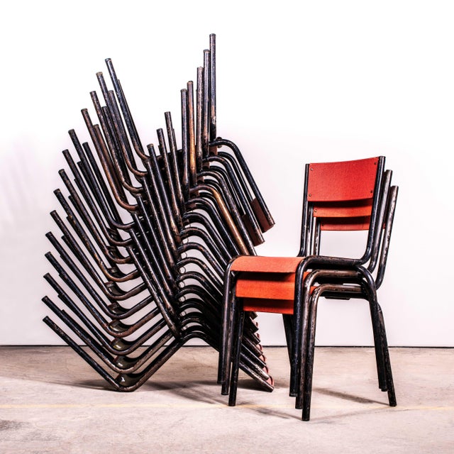 1950s Red Woven Laminate 510 Dining Chair from Mullca, 1950s, Set of 6 For Sale - Image 5 of 8