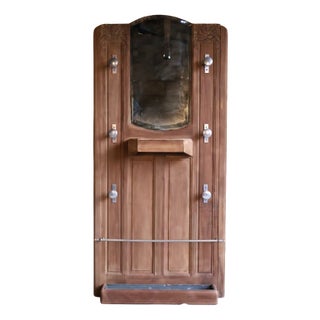 Antique Art Deco Walnut Coat Rack, 1950s For Sale