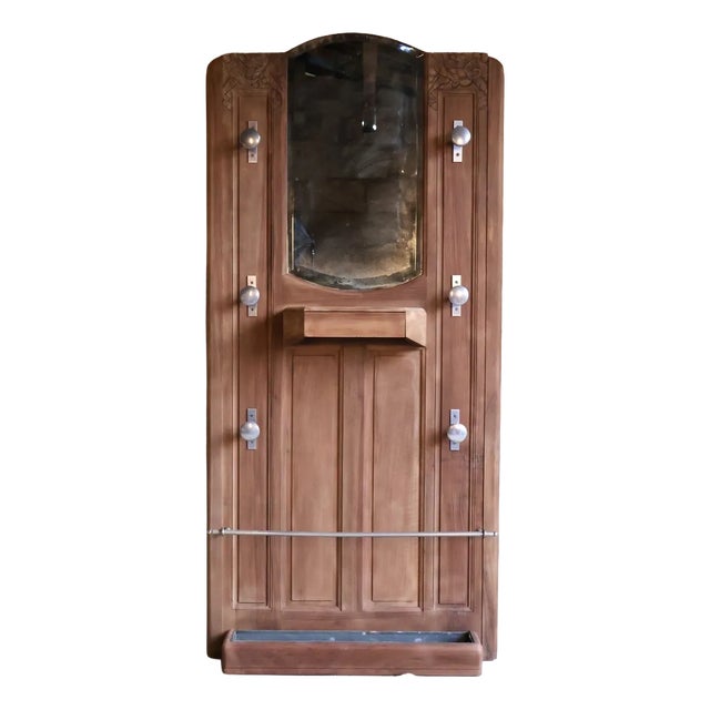 Antique Art Deco Walnut Coat Rack, 1950s For Sale