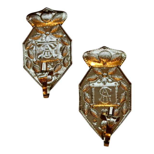Mid-Century Swedish Brass Sconces, Set of 2 For Sale